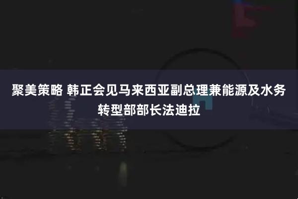 聚美策略 韩正会见马来西亚副总理兼能源及水务转型部部长法迪拉